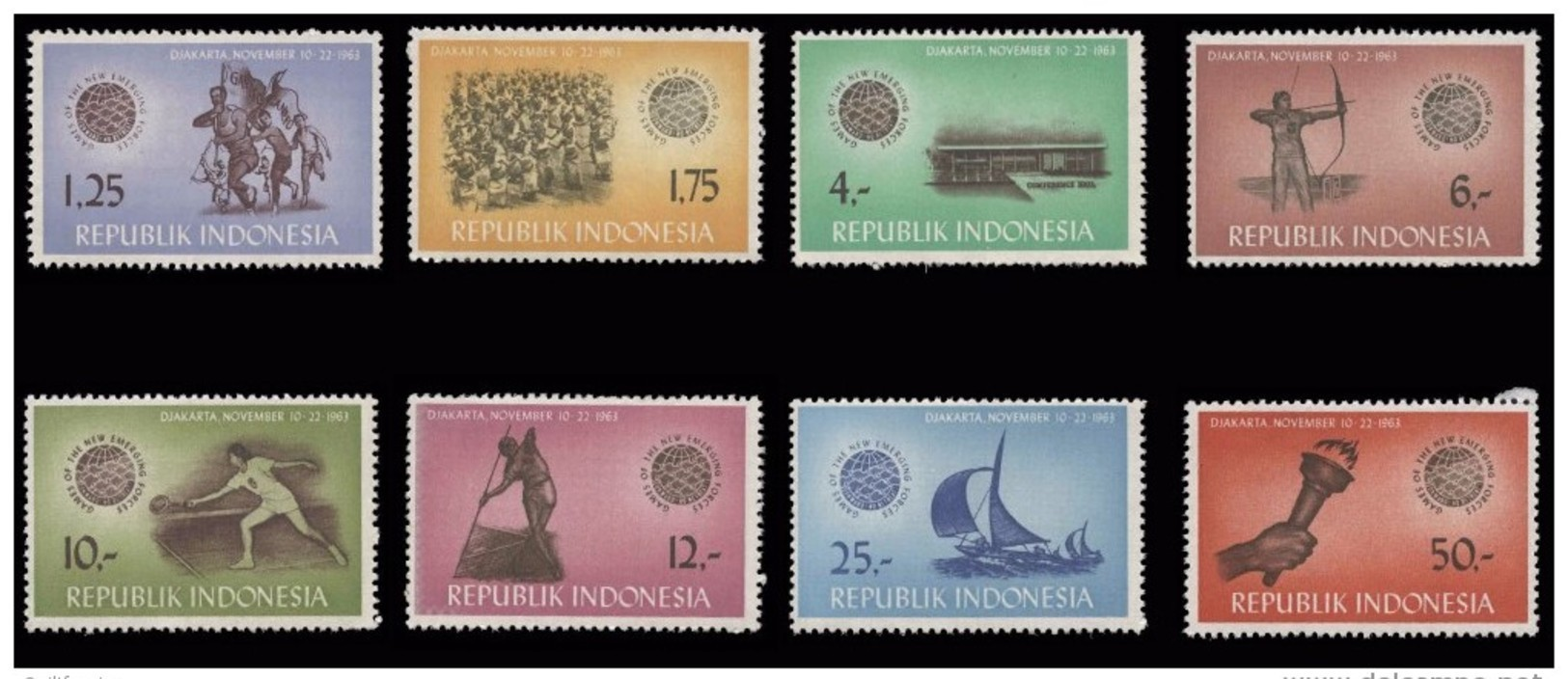 Indonesia Scott # 608-615, Set Of 8 (1963) 1st Games Of The New Emerging Forces GANEFO, Mint Never Hinged - Indonesia