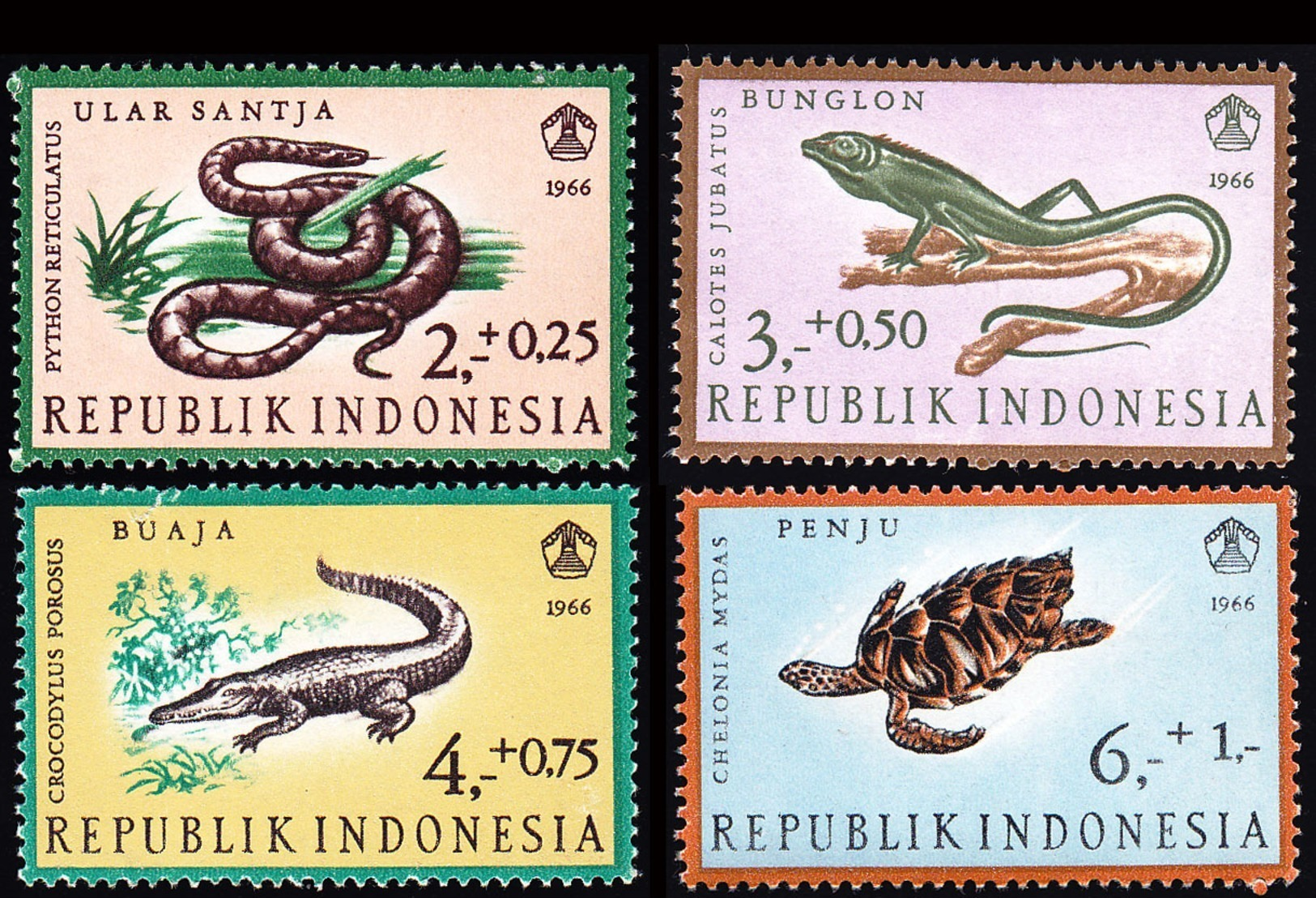 Indonesia Scott #B203-206, Set Of 4 (1966) Reptiles, Mint Never Hinged - Indonesia