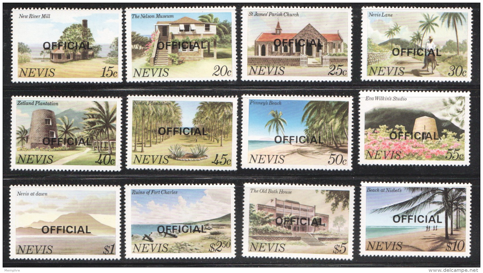 NEVIS   1981  Compete Official Set  Sc  O11-22   UM  MNH - St.Kitts And Nevis ( 1983-...)