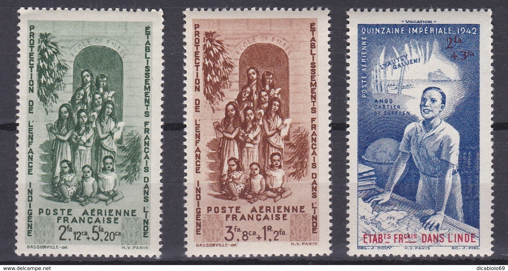 Inde 1942 - PA N°7 à 9 Neuf** Luxe - Unused Stamps