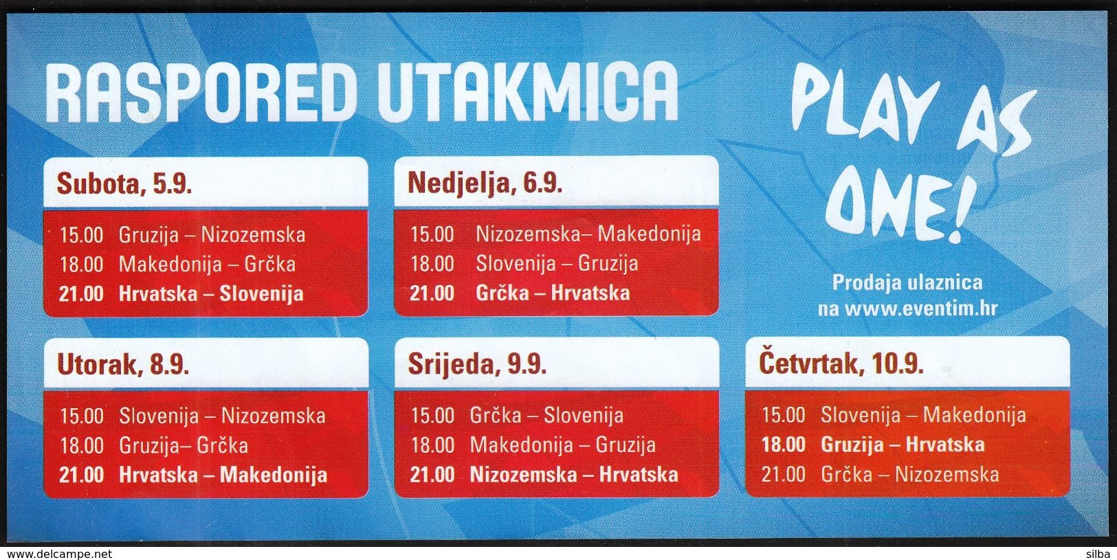 Croatia 2015 / EUROBASKET 2015 / Basketball / Advertising Flyer - Play As One / Buy Ticket Today - Games Schedule - Other & Unclassified