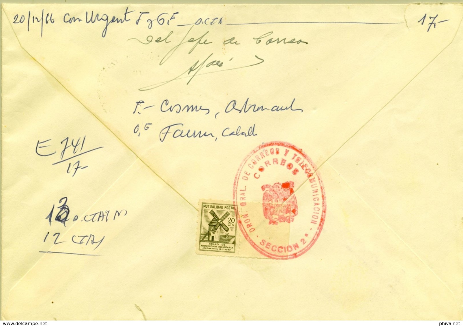 1966 , MADRID - AVILES , SERVICIO FILATÉLICO , DIRECCIÓN GENERAL DE CORREOS Y TELECOMUNICACIÓN, MUTUALIDAD POSTAL - Cartas & Documentos