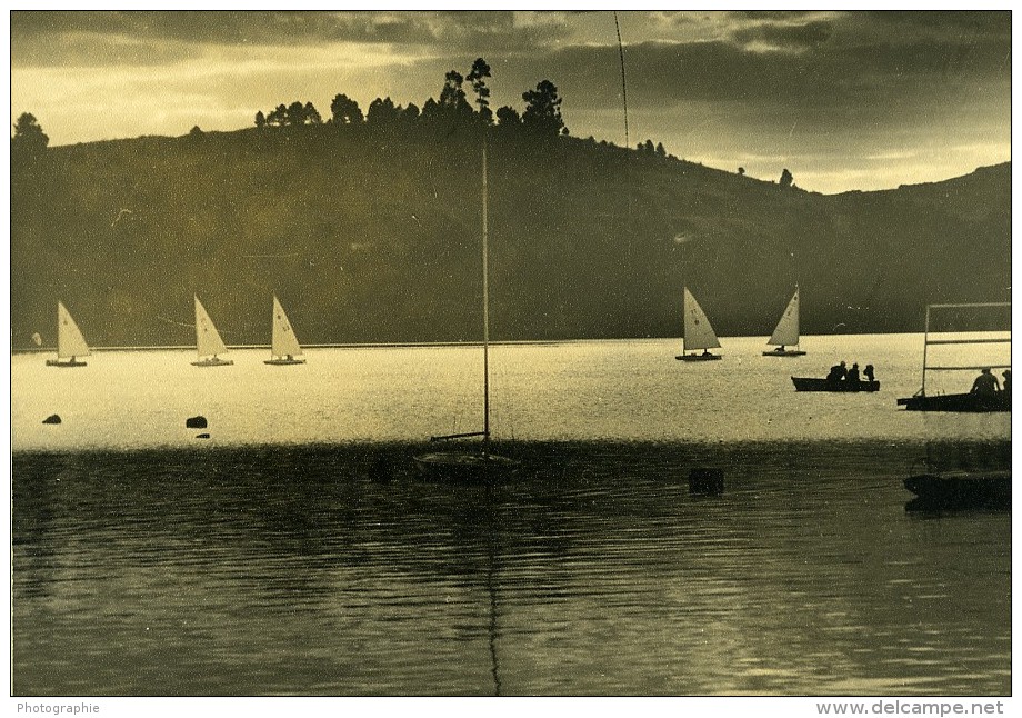 Vue Poétique De Madagascar Tananarive Lac Anosy? Voiliers Ancienne Photo 1937 - Africa