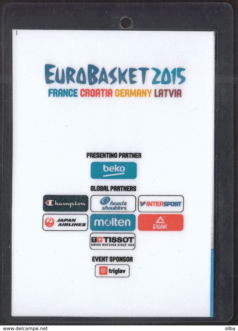 Croatia Zagreb 2015 / Basketball / Accreditation PRESS / EUROBASKET / Opening Ceremony - Uniformes, Recordatorios & Misc
