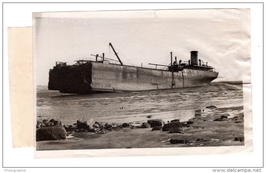 WWII Ecosse Petrolier MV Imperial Transport Echoue Ancienne Photo 1940 - Krieg, Militär