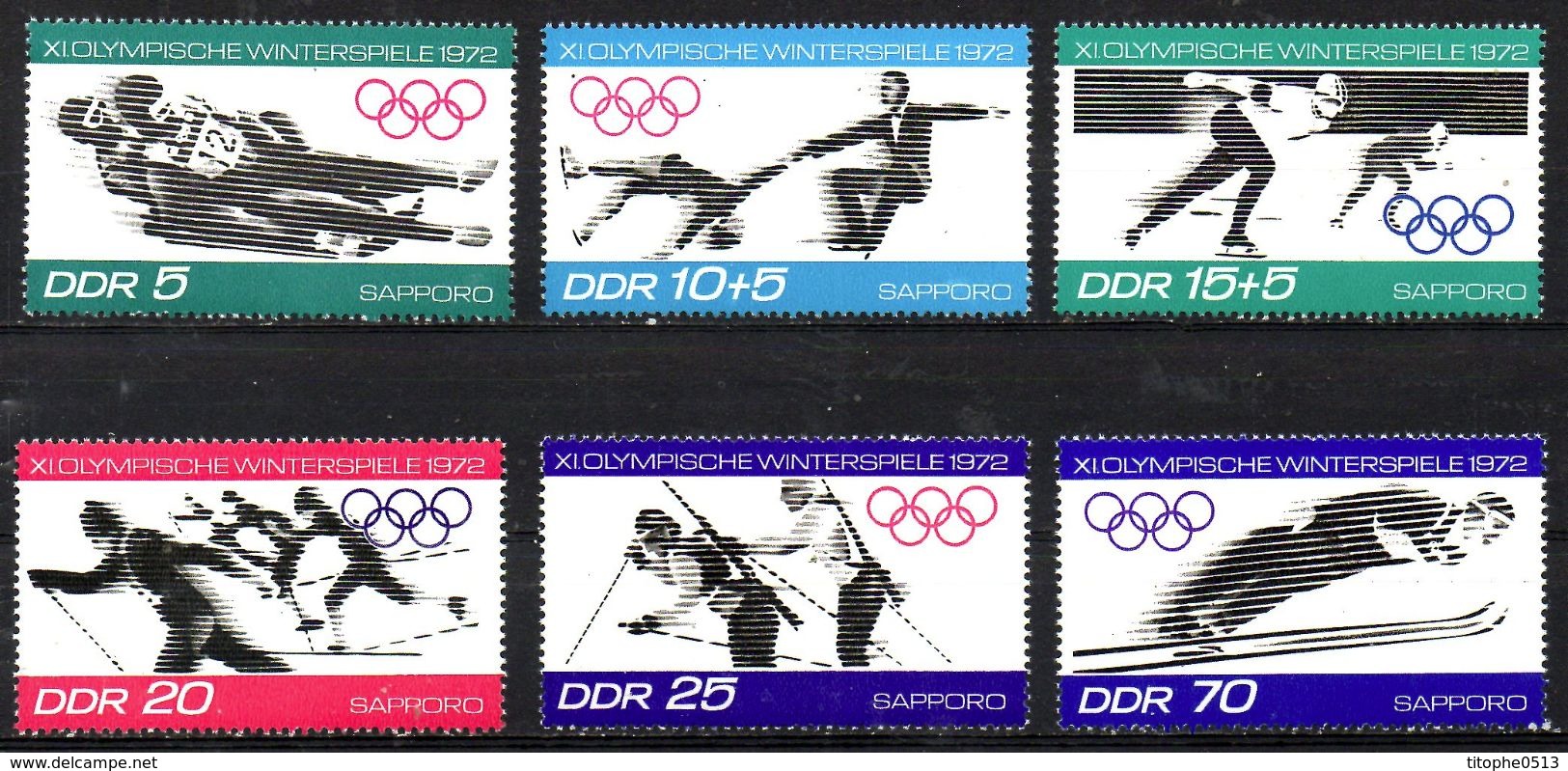 RDA. N°1413-8 De 1971. J.O. De Sapporo/Luge/Patinage/Ski/Biathlon/Saut à Skis. - Winter 1972: Sapporo