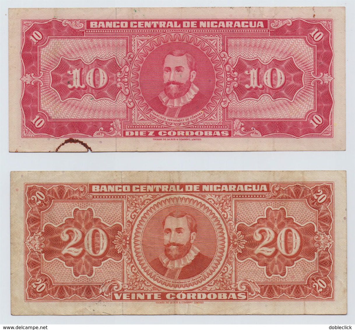 NICARAGUA - LOT OF TWO NOTES 10 & 20 CORDOBAS 1968 - VF - Nicaragua