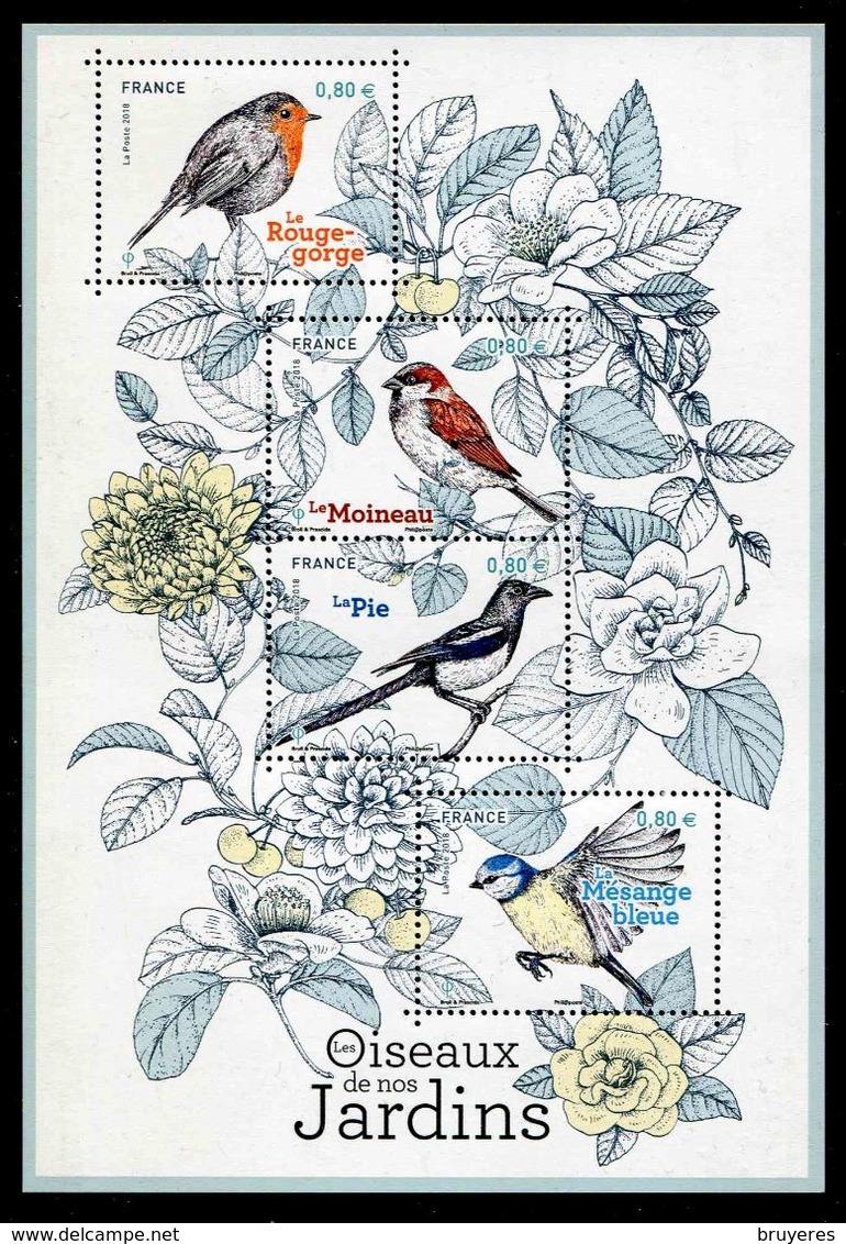 FEUILLET** Gommé De 2018 De 4 Timbres "LES OISEAUX DE NOS JARDINS" - Neufs