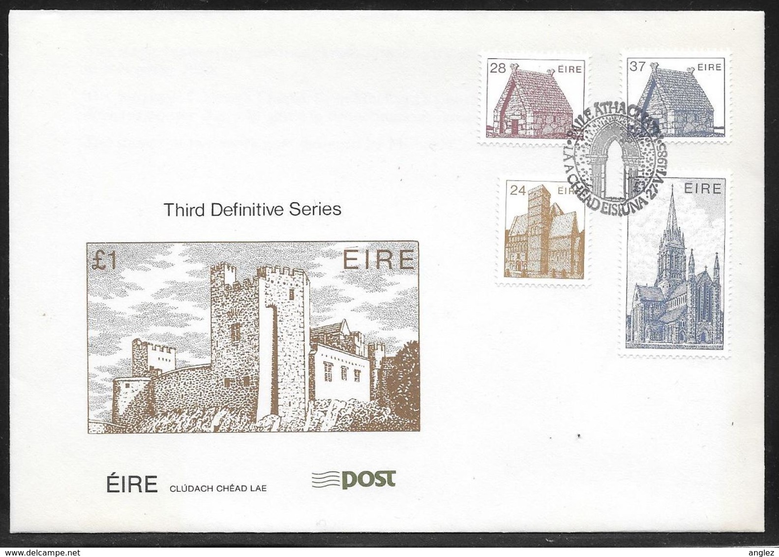 Ireland / Eire - 1985 3rd Definitive Series (Architecture) - 24,28,37,£1 Values Illustrated FDC - FDC