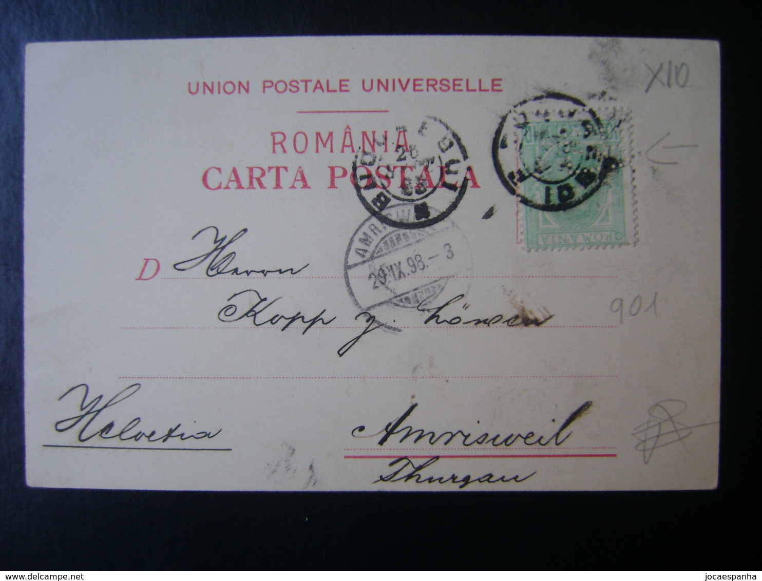 ROMANIA - POST CARD SENT WITH SEAL WITH PERFIN IN 1898 IN THE STATE - Roemenië