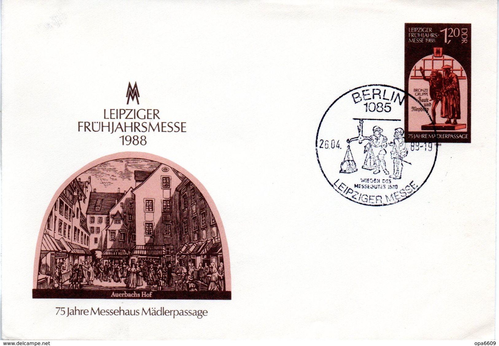 (FC5) DDR Amtl. GZS-Umschlag U 8  1,20(M) Mehrfarbig "Leipziger Frühjahrsmesse 1988" SSt 26.4.88 BERLIN - Covers - Used