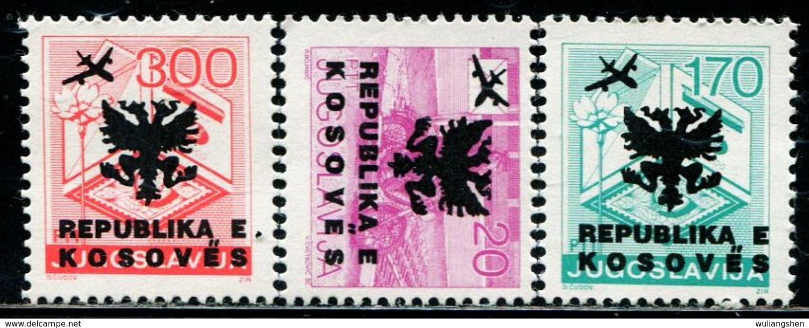 AS5153 Kosovo 1997 Stamped A Double-headed Eagle Emblem On The Yugoslav Stamp 3v MNH - Kosovo