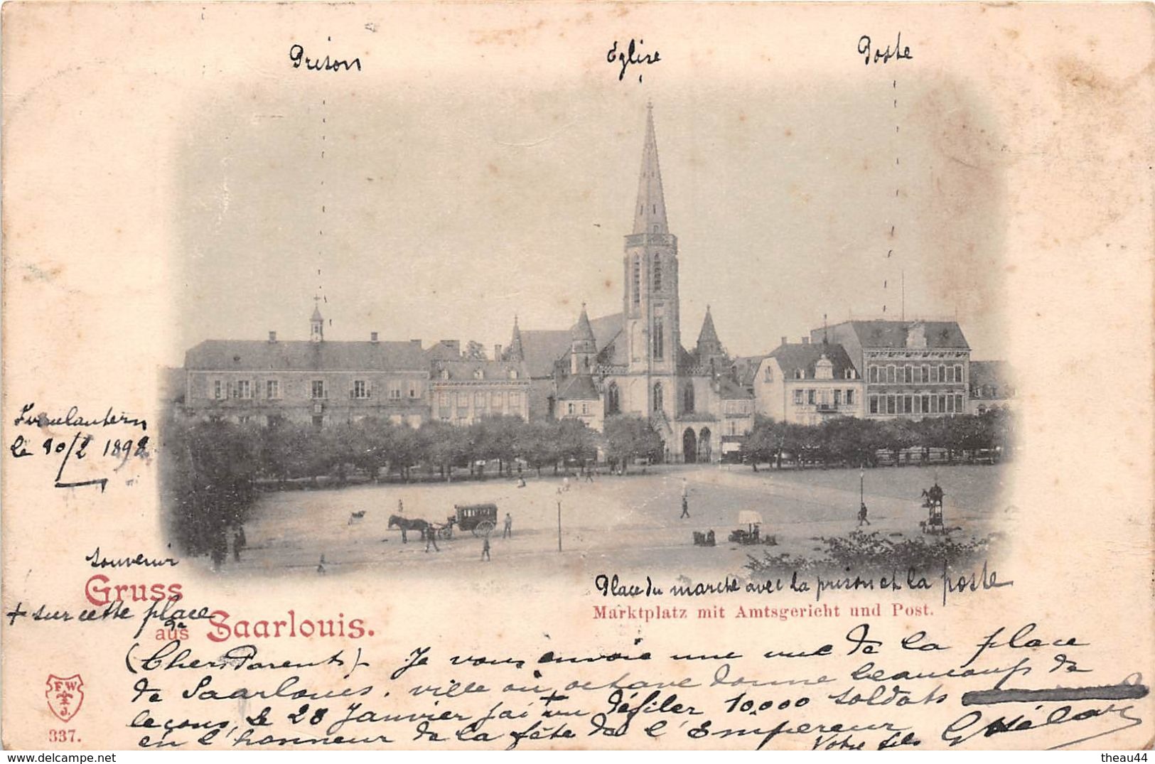 ¤¤  -  ALLEMAGNE  -  GRUSS AUS SAARLOUIS  -  Marktplatz Mit Amtsgericht Und Post  - Oblitération De 1898   -  ¤¤ - Kreis Saarlouis