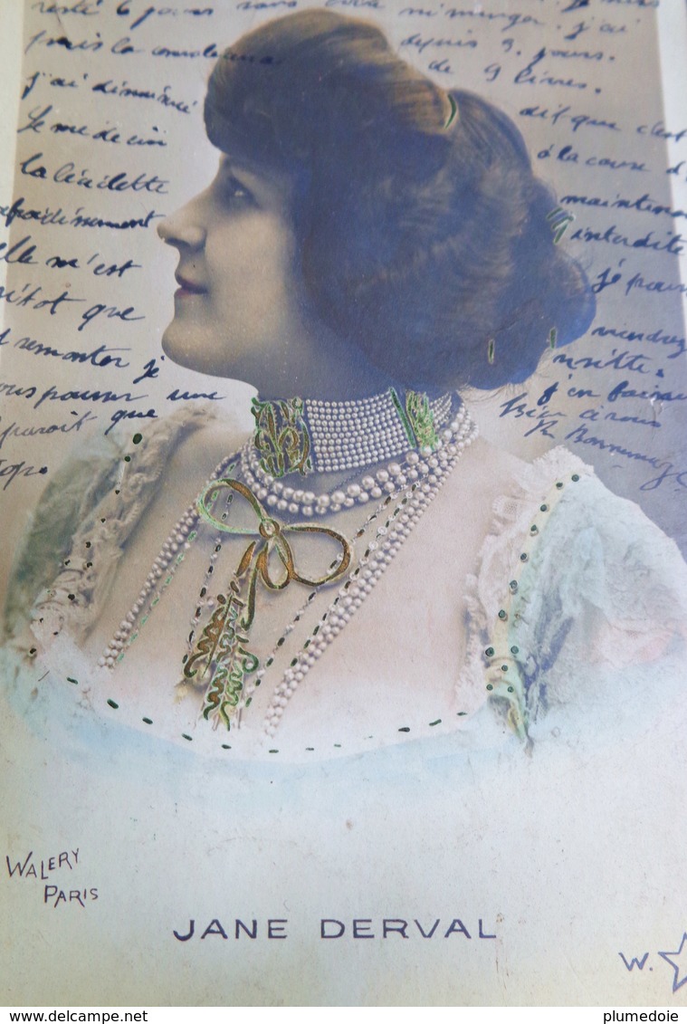 Cpa FEMME ARTISTE FOLIES BERGERE : JANE DERVAL , Bijoux , Rangs De Perles, 1903 , ARTIST WOMAN , JEWEL Early Photo Pc - Femmes
