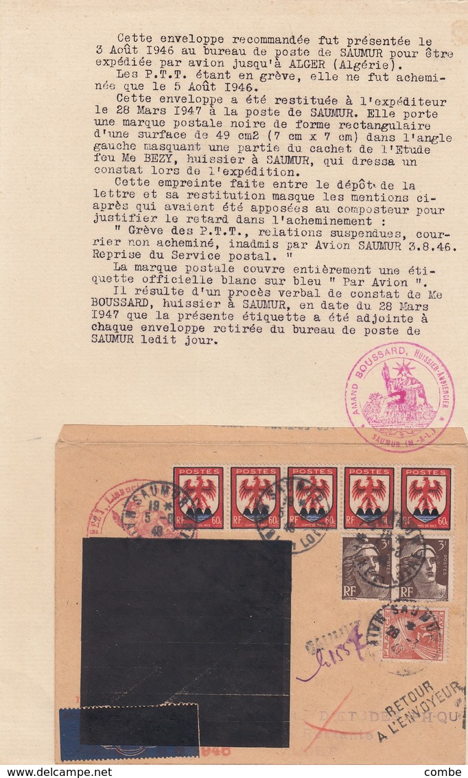 LETTRE FRANCE. GREVE AOUT 1946 / 6000 - Other & Unclassified