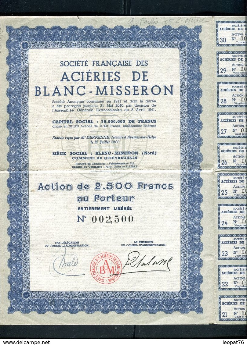 Vieux Papiers - Action Des Aciéries De Blanc Misseron - A - C