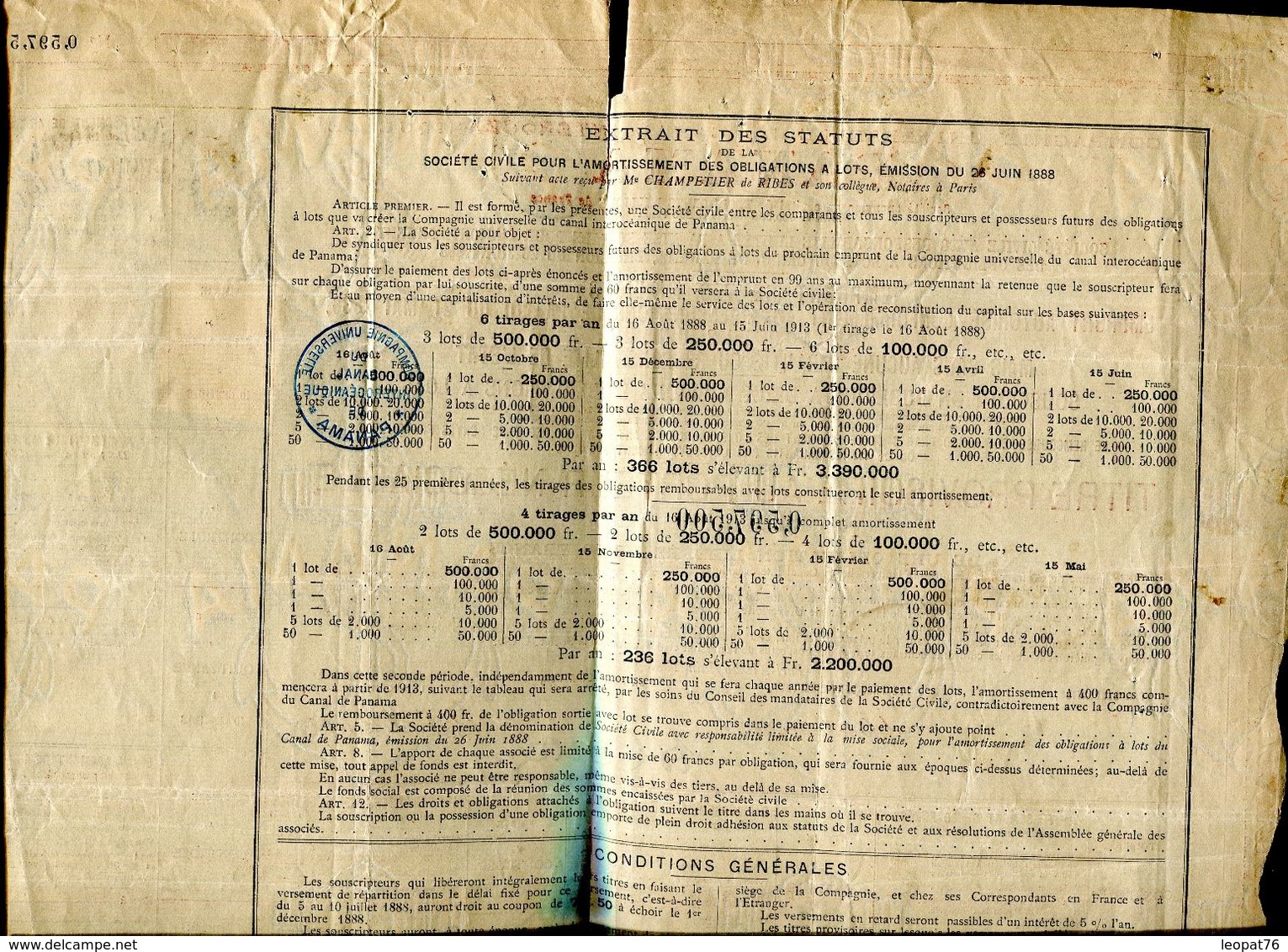 Vieux Papiers - Titre Provisoire Au Porteur Du Canal De Panama - P - R
