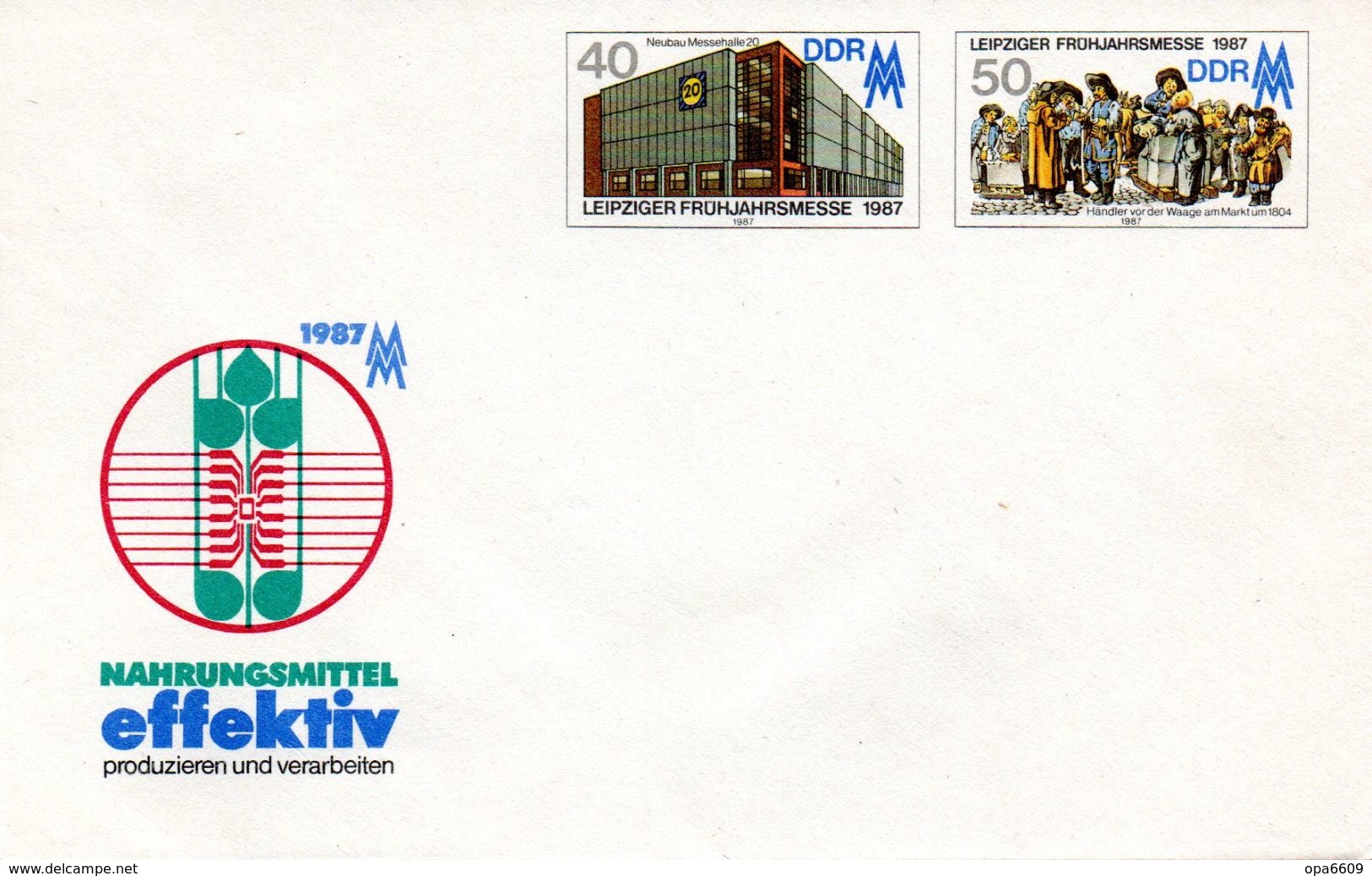 (FC5) DDR Amtl. GZS-Umschlag U 6 40(Pf) Neben 50(Pf) Mehrfarbig "Leipziger Messe 1987" Ungebraucht - Briefomslagen - Ongebruikt