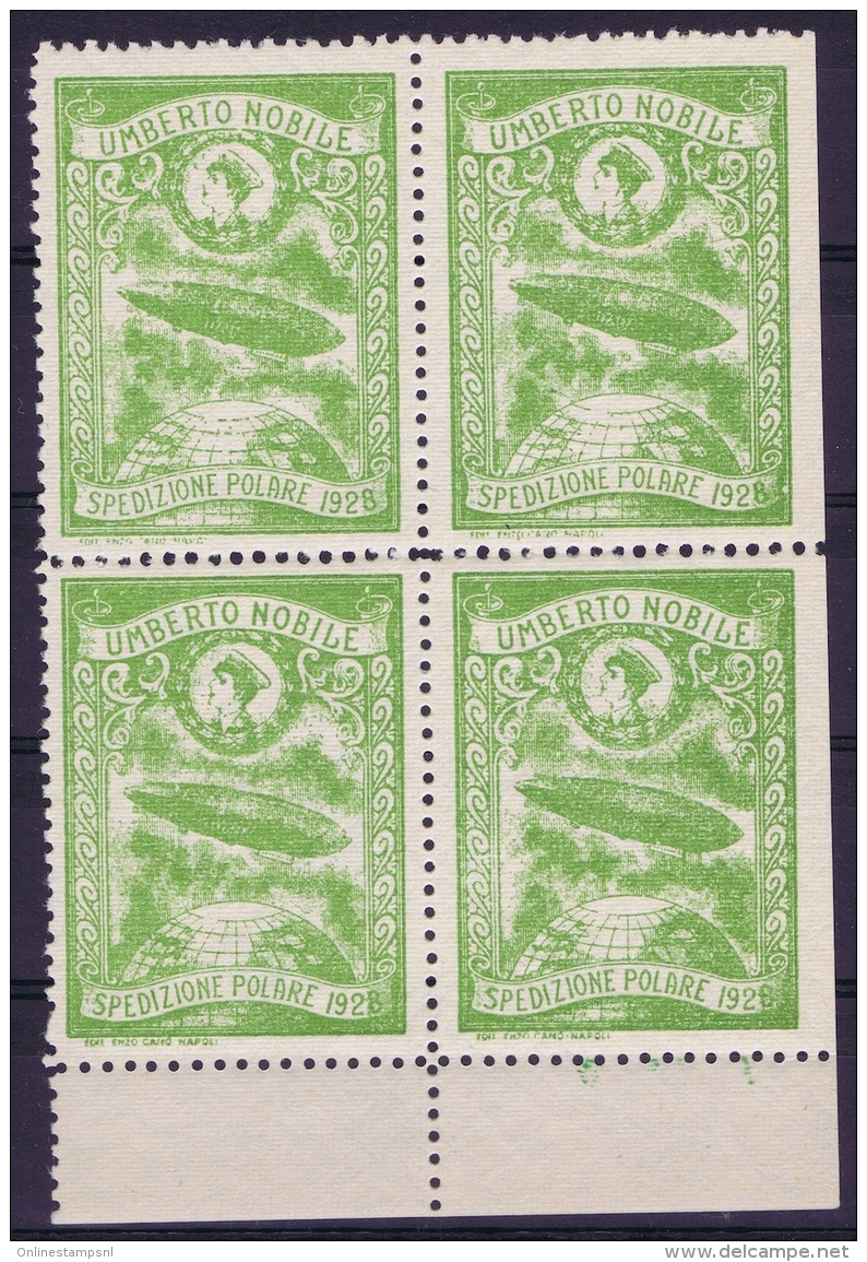 Italy: 1928 Artic Polar Expedition Umberto Nobile Zepplin, Postfrisch/neuf Sans Charniere /MNH/** 4-block - Correo Aéreo