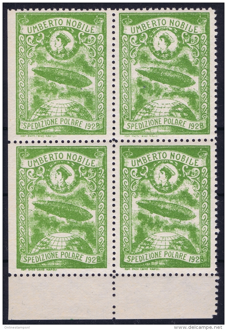 Italy: 1928 Artic Polar Expedition Umberto Nobile Zepplin, Postfrisch/neuf Sans Charniere /MNH/** 4-block - Airmail