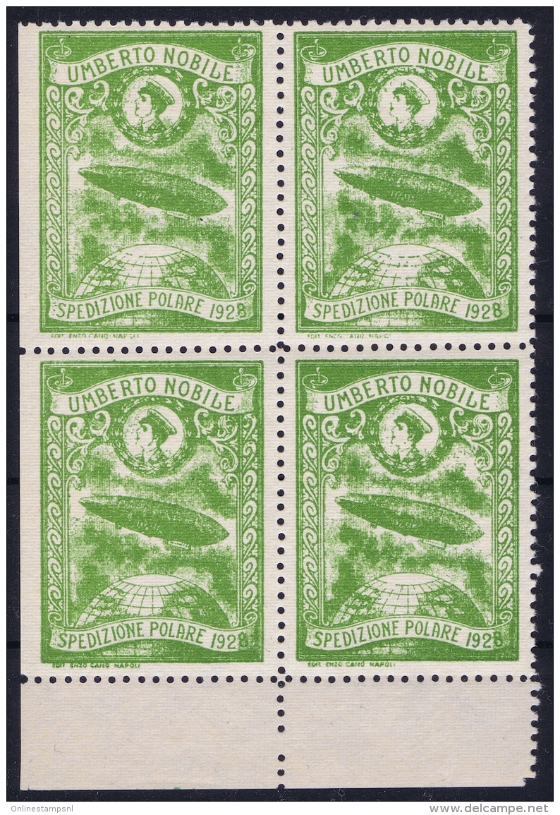 Italy: 1928 Artic Polar Expedition Umberto Nobile Zepplin, Postfrisch/neuf Sans Charniere /MNH/** 4-block - Poste Aérienne