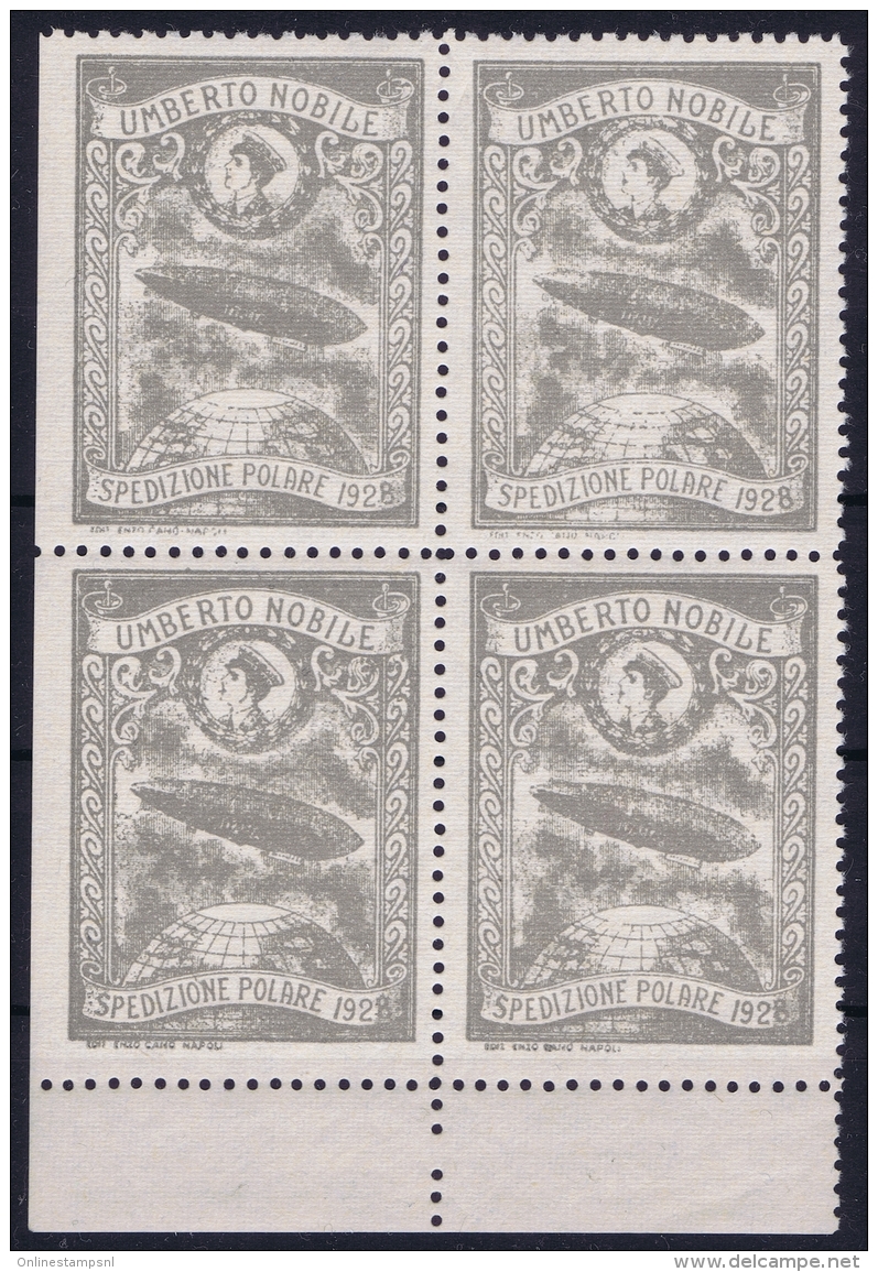 Italy: 1928 Artic Polar Expedition Umberto Nobile Zepplin, Postfrisch/neuf Sans Charniere /MNH/** 4-block - Airmail