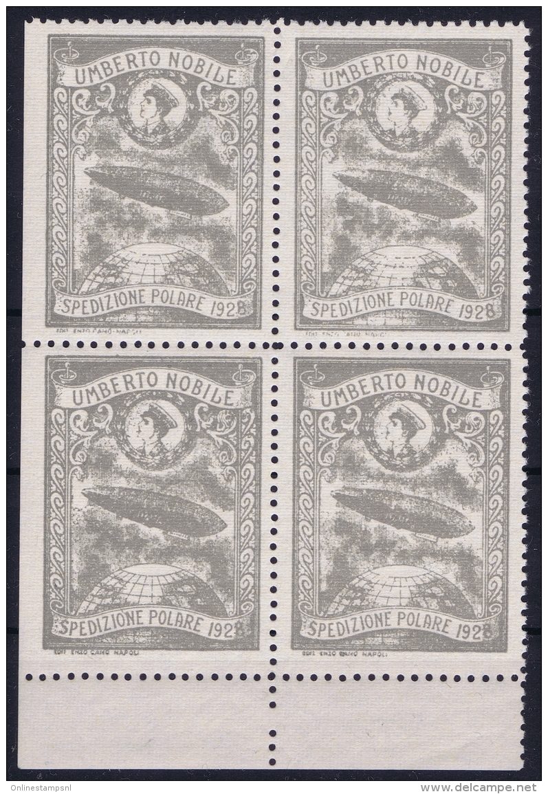 Italy: 1928 Artic Polar Expedition Umberto Nobile Zepplin, Postfrisch/neuf Sans Charniere /MNH/** 4-block - Luftpost