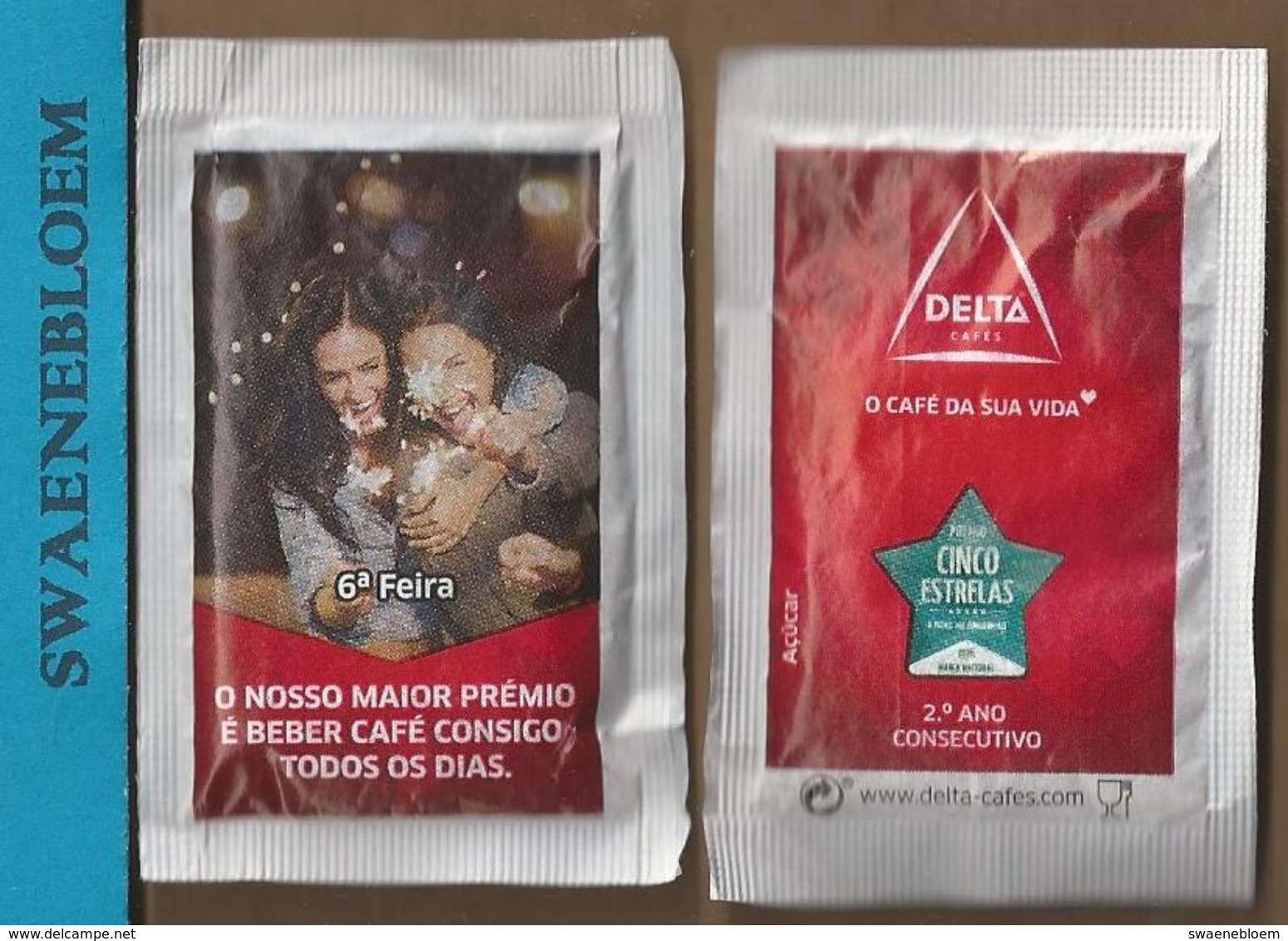 Suikerzakje.- Portugal 1 X Sachet De Sucre. Delta Cafés. 6a Feira. Premio Cinco Estrelas 2016 - Sugars