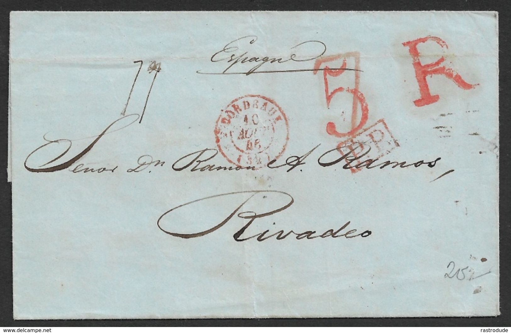 1846 LAC Toulouse Vers Rivadeo, Galicia Espagne - 1801-1848: Précurseurs XIX