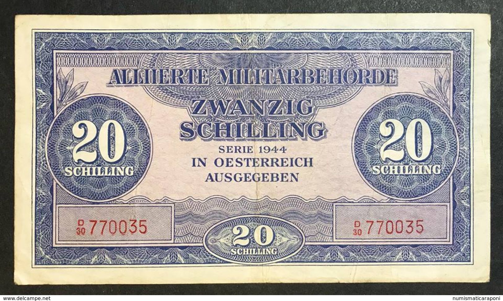 Austria 20 SCHILLING 1944 Allied Military P 107  Lotto 1982 - Austria