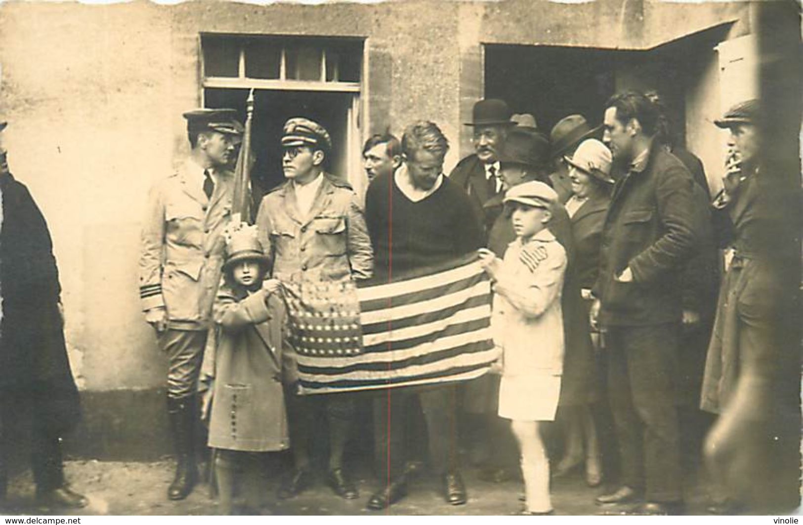 D-18-820 : VERS SUR MER. CARTE-PHOTO. 1° JUILLET 1927. DRAPEAU AMERICAIN. - Autres & Non Classés