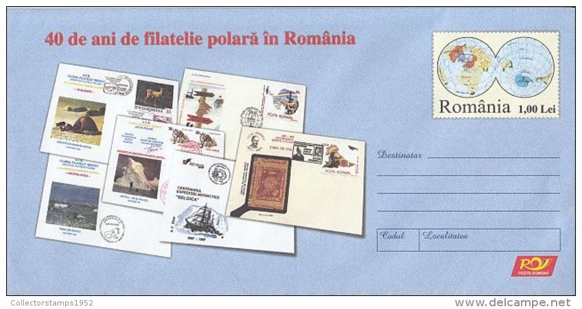 6704FM- ROMANIAN POLAR PHILATELY ANNIVERSARY, COVER STATIONERY, 2008, ROMANIA - Events & Commemorations