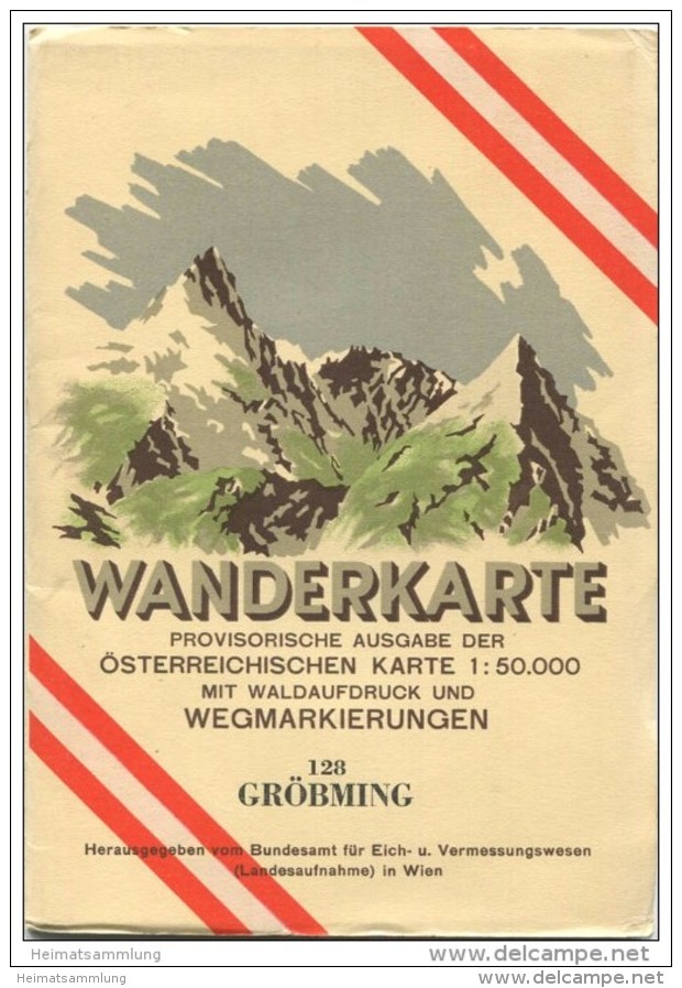 128 Gröbming 1953 - Wanderkarte Mit Umschlag - Provisorische Ausgabe Der Österreichischen Karte 1:50.000 - Herausgegeben - Mapamundis