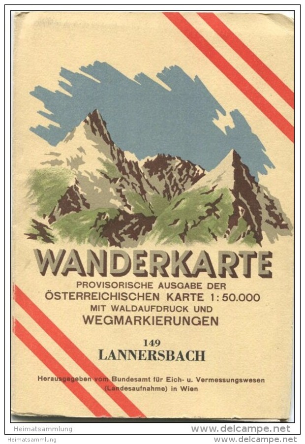 149 Lannersbach 1947 - Wanderkarte Mit Umschlag - Provisorische Ausgabe Der Österreichischen Karte 1:50.000 - Herausgege - Landkarten