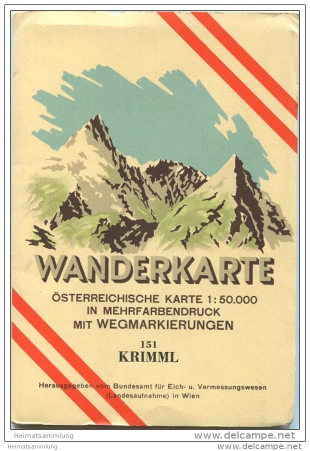 151 Krimml 1959 - Wanderkarte Mit Umschlag - Österreichischen Karte 1:50.000 - Herausgegeben Vom Bundesamt Für Eich- U. - Landkarten