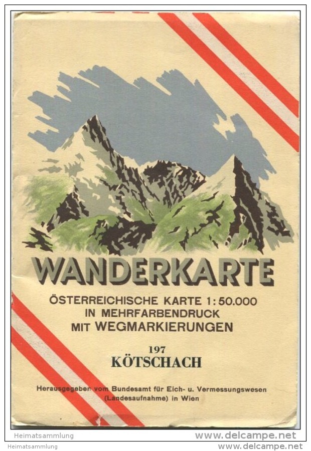 197 Kötschach 1953 - Wanderkarte Mit Umschlag - Österreichischen Karte 1:50.000 - Herausgegeben Vom Bundesamt Für Eich- - Maps Of The World