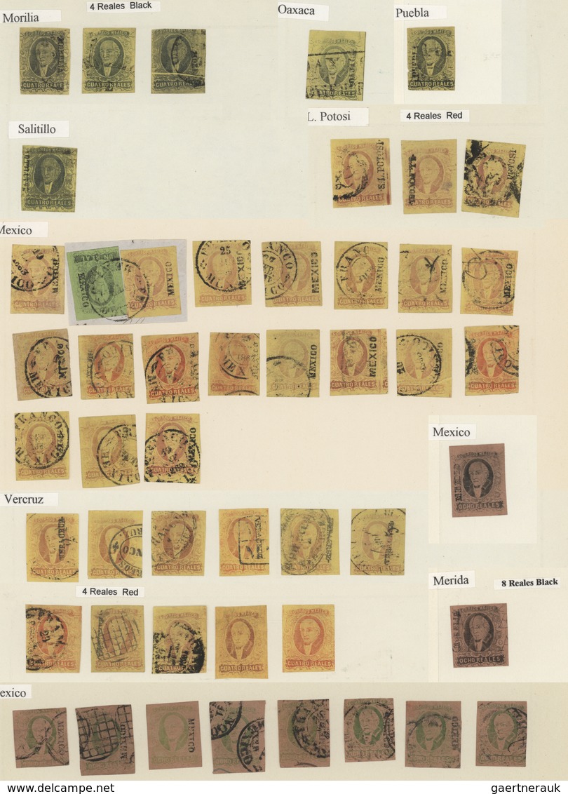 00605 Mexiko: 1861, Specialised Collection Of Apprx. 480 Stamps On Album Pages Incl. Wealth Of Districts A - Mexiko
