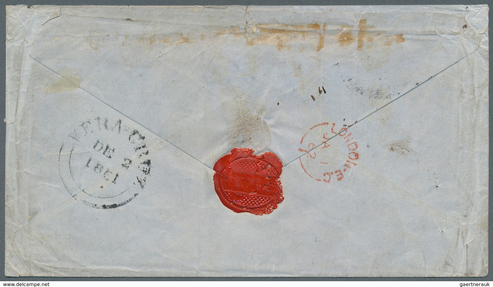 00606 Mexiko: 1861 (Nov.) Cover To Paris Via London, Franked By Very Fine 1861 4r Rose Red On Yellow Tied - Mexico