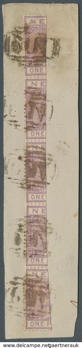 00610A Nevis: 1883: Fragment Of A Letter Bearing A Strip Of Five Of Horizontal Bisects Of The Queen Victory - St.Christopher-Nevis & Anguilla (...-1980)