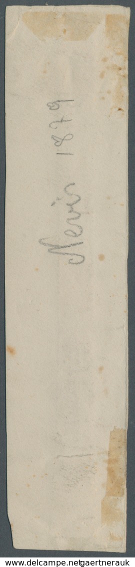 00610A Nevis: 1883: Fragment Of A Letter Bearing A Strip Of Five Of Horizontal Bisects Of The Queen Victory - St.Christopher-Nevis & Anguilla (...-1980)