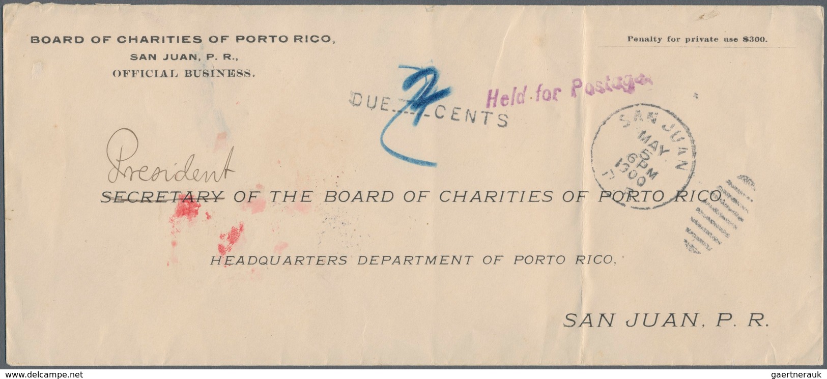 00611 Puerto Rico - Portomarken: 1900: TWO VERY FINE COVERS With US Postage Due Stamps Overprinted "PUERTO - Puerto Rico