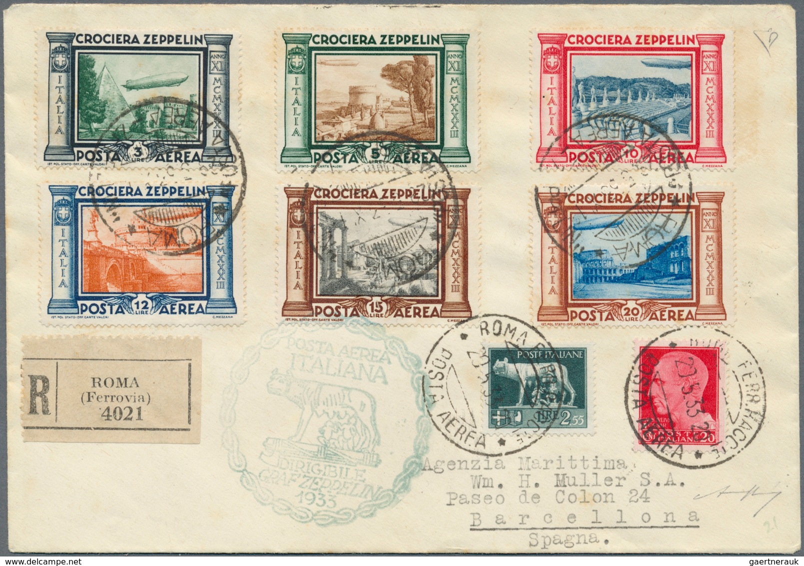 00644A Zeppelinpost Europa: 1933, ITALY TRIP LZ 127, group of 13 covers/cards franked with Italian (12) and