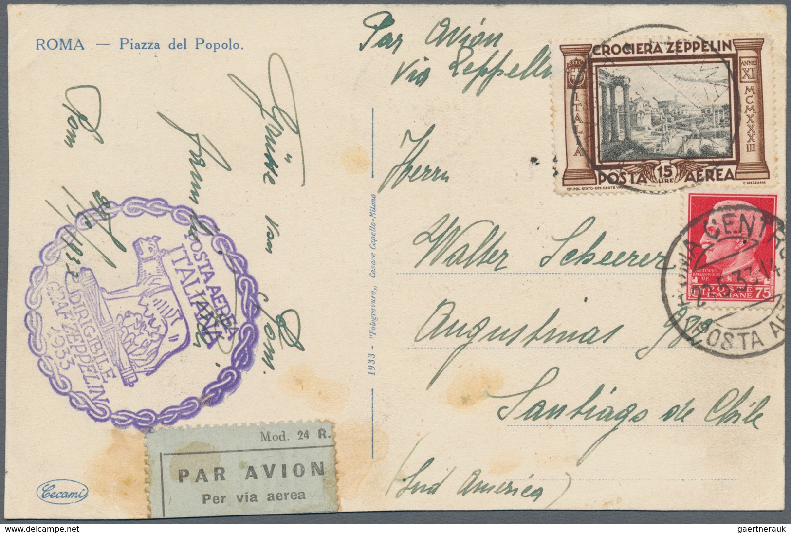 00644A Zeppelinpost Europa: 1933, ITALY TRIP LZ 127, group of 13 covers/cards franked with Italian (12) and