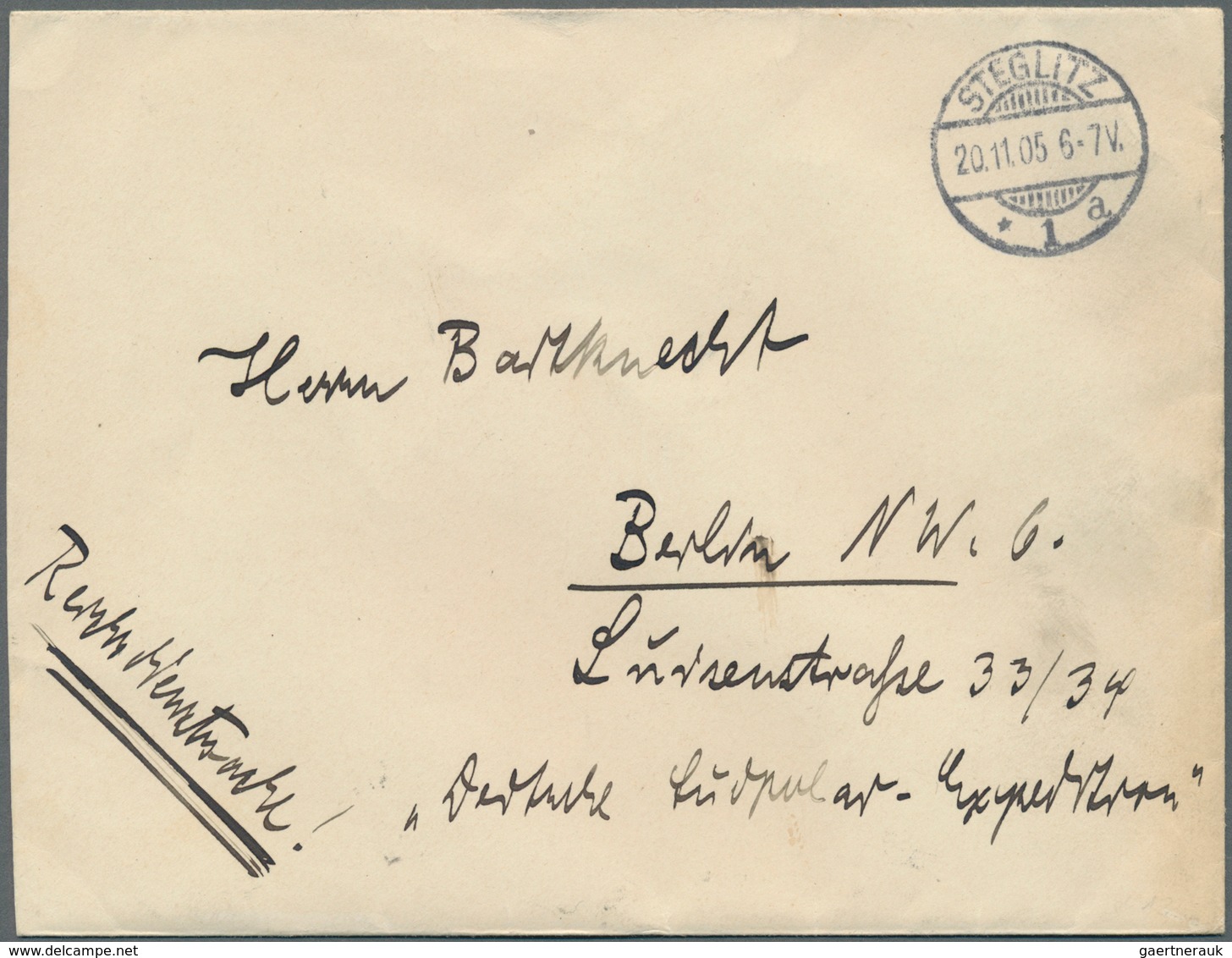 00649 Thematik: Antarktis / Antarctic: 1905, GERMANY, Official Stampless Cover "Reichs-Dienstsache" With P - Sonstige & Ohne Zuordnung