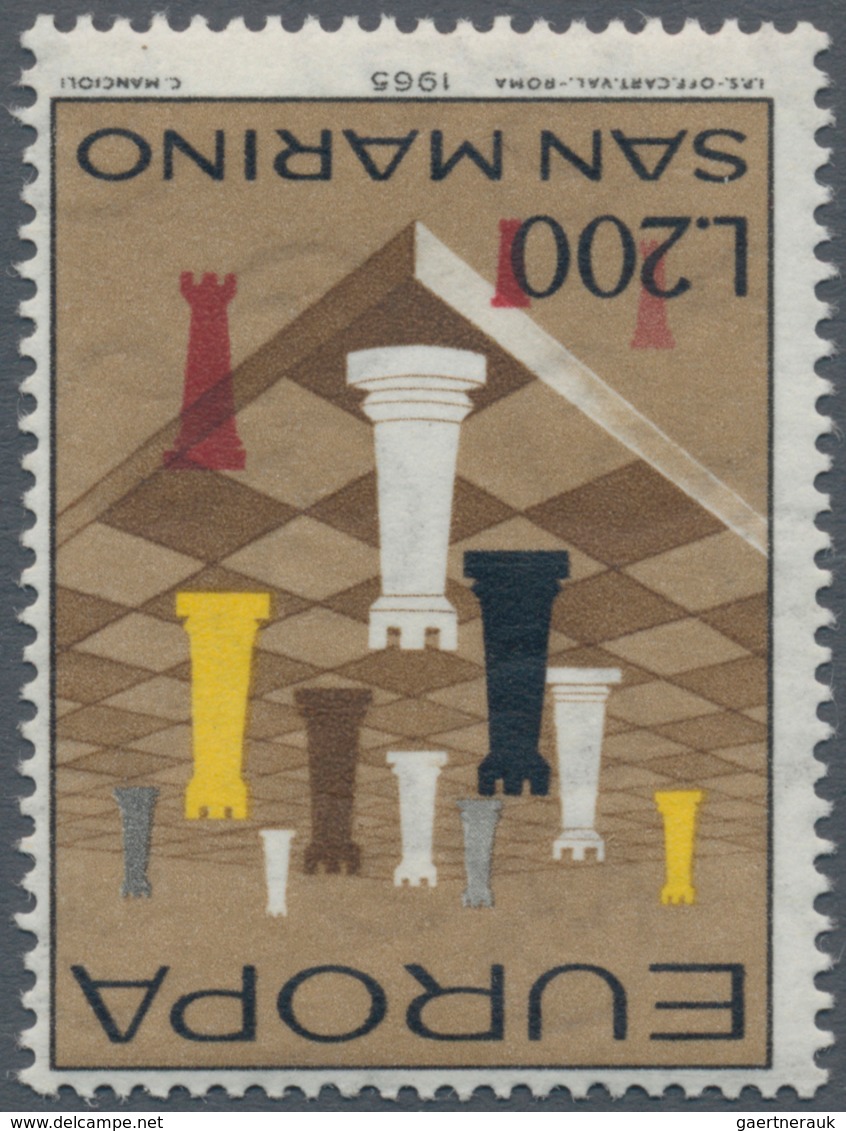 00666 Thematik: Spiele-Schach / Games-chess: 1965 San Marino CHESS Stamp "Europa" 200l. Showing Variety "R - Schaken