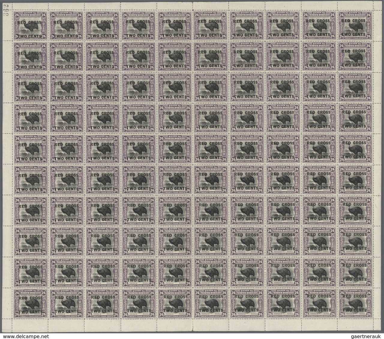 00671 Thematik: Tiere, Fauna / Animals, Fauna: 1918, North Borneo. Set Of 11 Complete Sheets Of 100 Of The - Andere & Zonder Classificatie