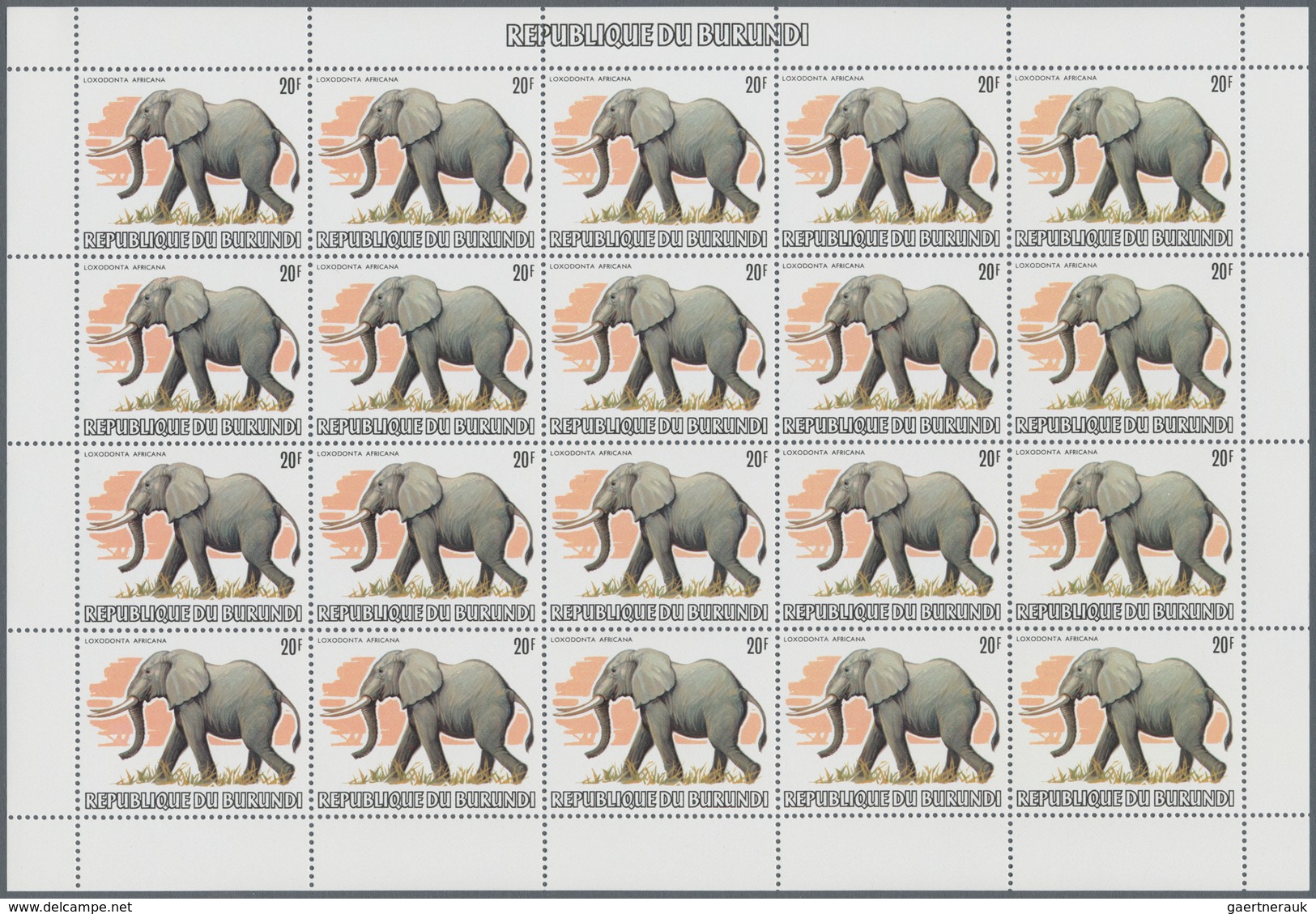 00672 Thematik: Tiere, Fauna / animals, fauna: 1982, Burundi. ANIMALS. Set of 13 values in complete sheets