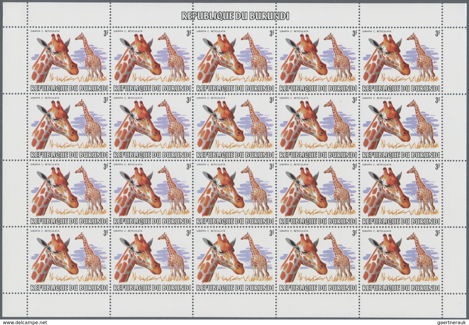 00672 Thematik: Tiere, Fauna / animals, fauna: 1982, Burundi. ANIMALS. Set of 13 values in complete sheets