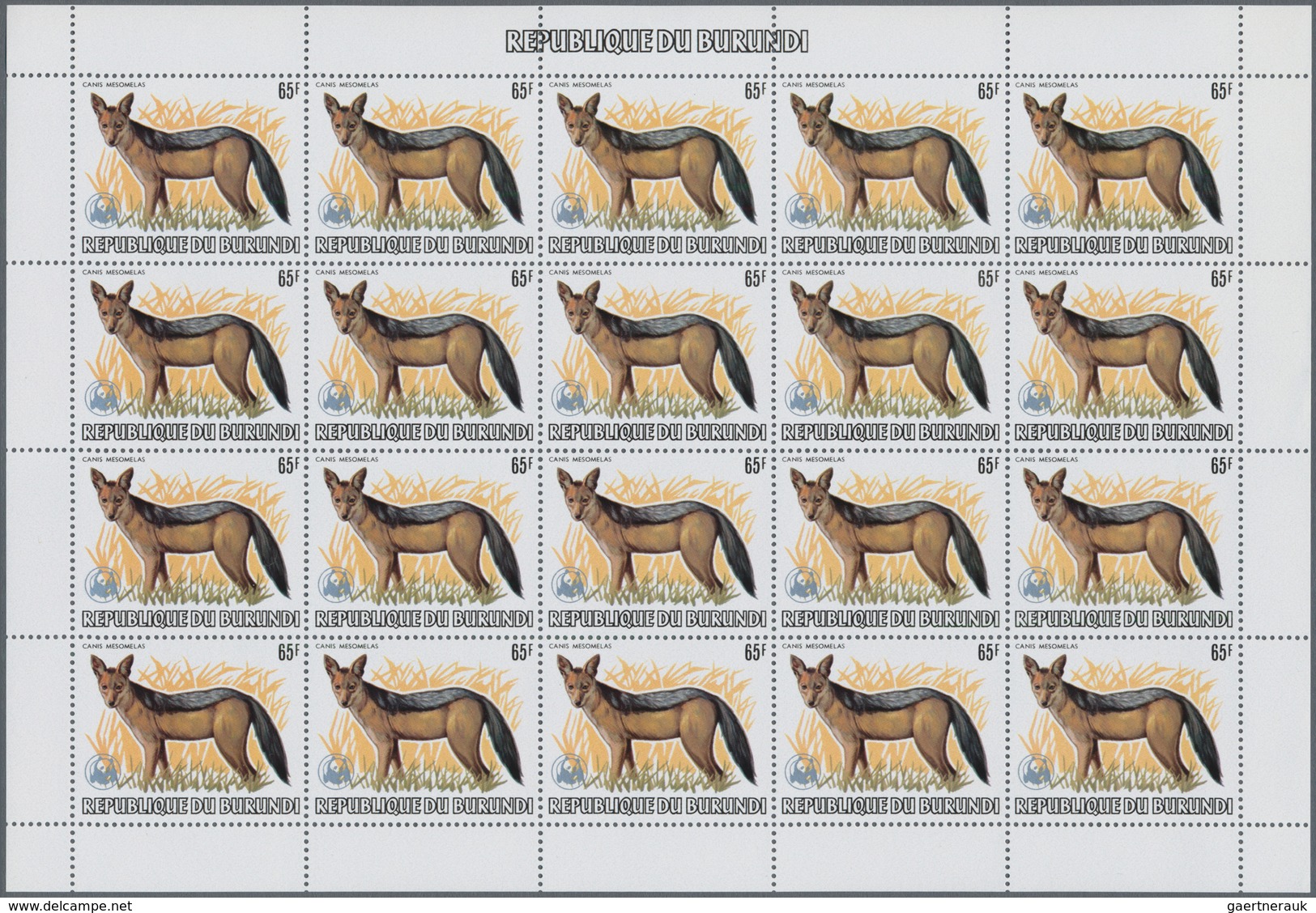 00677 Thematik: WWF: 1983, Burundi. WWF, Annimals. Set Of 13 Values In Complete Sheets Of 20 With WWF OVER - Other & Unclassified