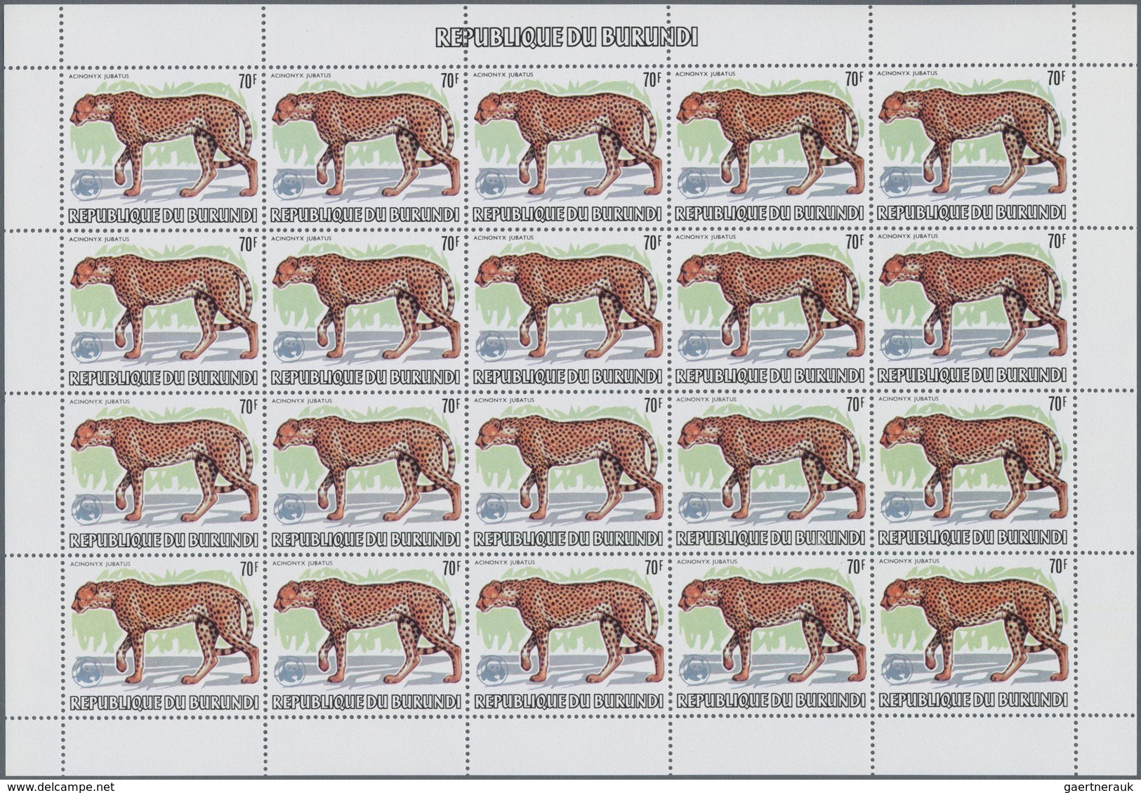 00677 Thematik: WWF: 1983, Burundi. WWF, Annimals. Set Of 13 Values In Complete Sheets Of 20 With WWF OVER - Other & Unclassified